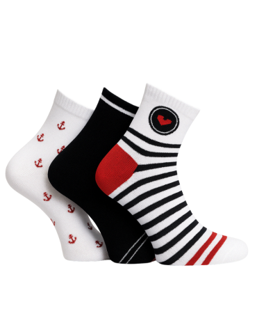 Socquettes en bambou motifs marin - Lot de  3 paires 2