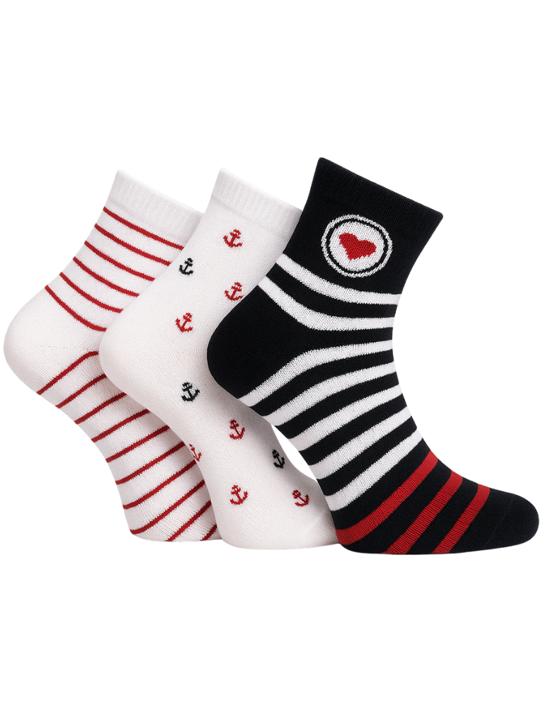 Socquettes en bambou motifs marin - Lot de  3 paires Socquettes en bambou motifs marin - Lot de  3 paires