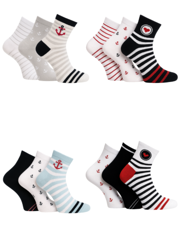 Socquettes en bambou motifs marin - Lot de  3 paires 2