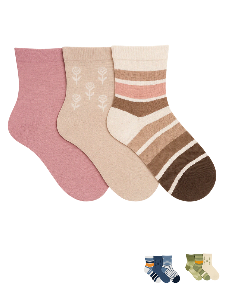Chaussettes en coton sans élastique - Lot de 3 paires Chaussettes en coton sans élastique - Lot de 3 paires