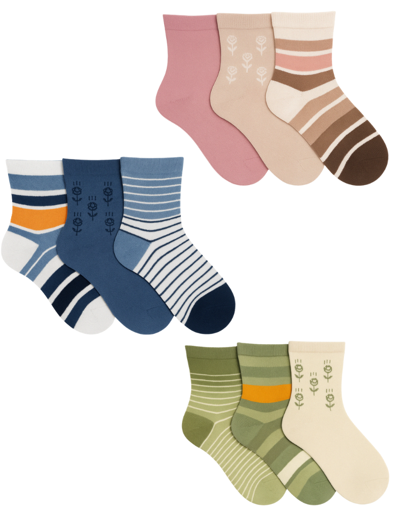 Chaussettes en coton sans élastique - Lot de 3 paires