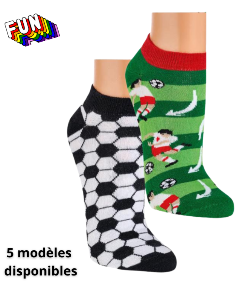 Chaussettes invisibles fun en coton - Lot de 2 paires
