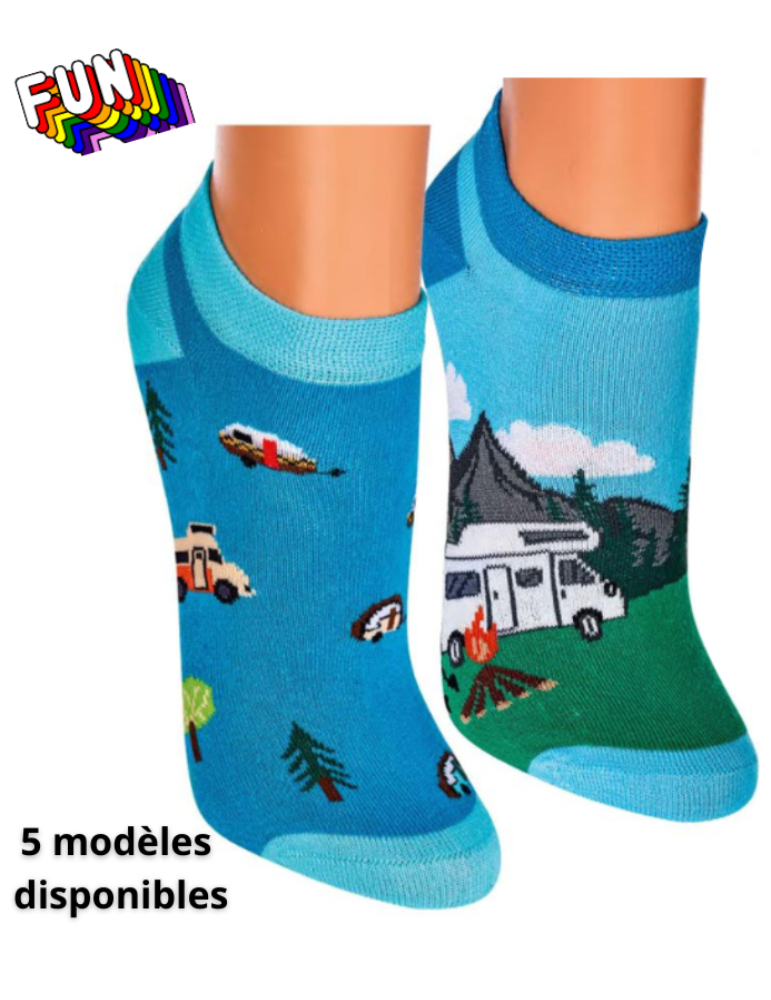 Chaussettes invisibles fun en coton - Lot de 2 paires
