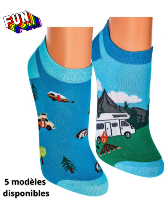 Chaussettes invisibles fun en coton - Lot de 2 paires
