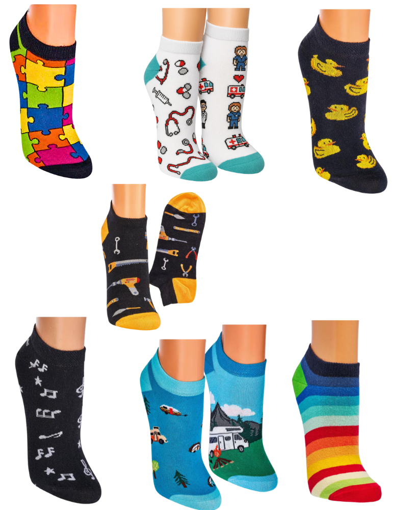 Chaussettes invisibles fun en coton - Lot de 2 paires