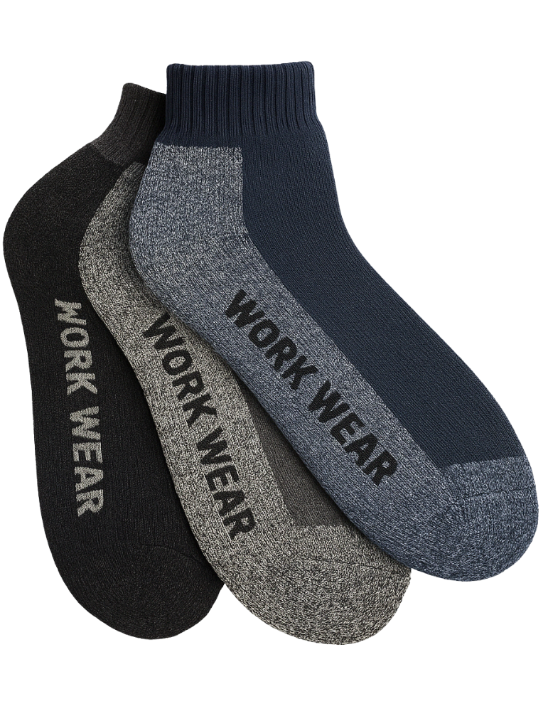 Socquettes de travail hommes en coton - Lot de 3 paires Socquettes de travail hommes en coton - Lot de 3 paires