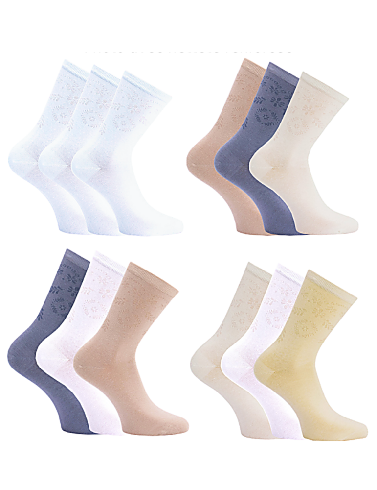 Chaussettes en coton sans élastique - Lot de 3 paires