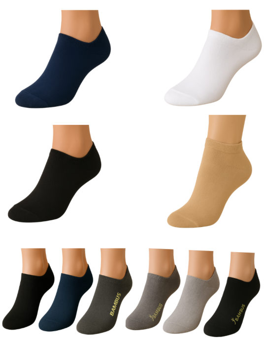 Chaussettes courtes en fibre de bambou - 3 paires