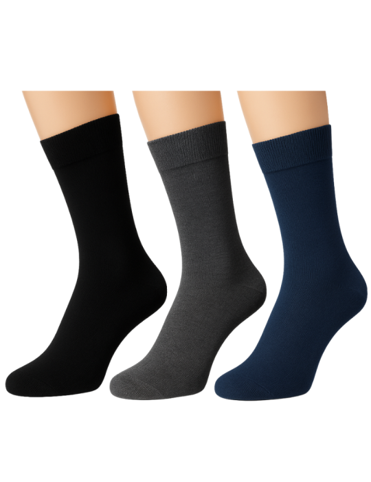 Chaussettes grandes tailles en bambou  sans élastique - Lot de 3 paires