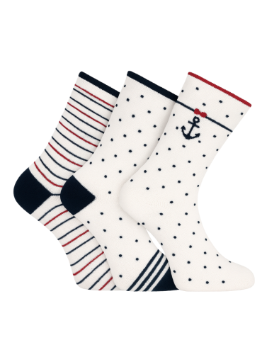 Chaussettes bambou motifs marins - Lot de 3 paires 2