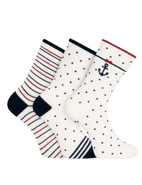Chaussettes bambou motifs marins - Lot de 3 paires Chaussettes bambou motifs marins - Lot de 3 paires