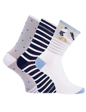 Chaussettes bambou motifs marins - Lot de 3 paires