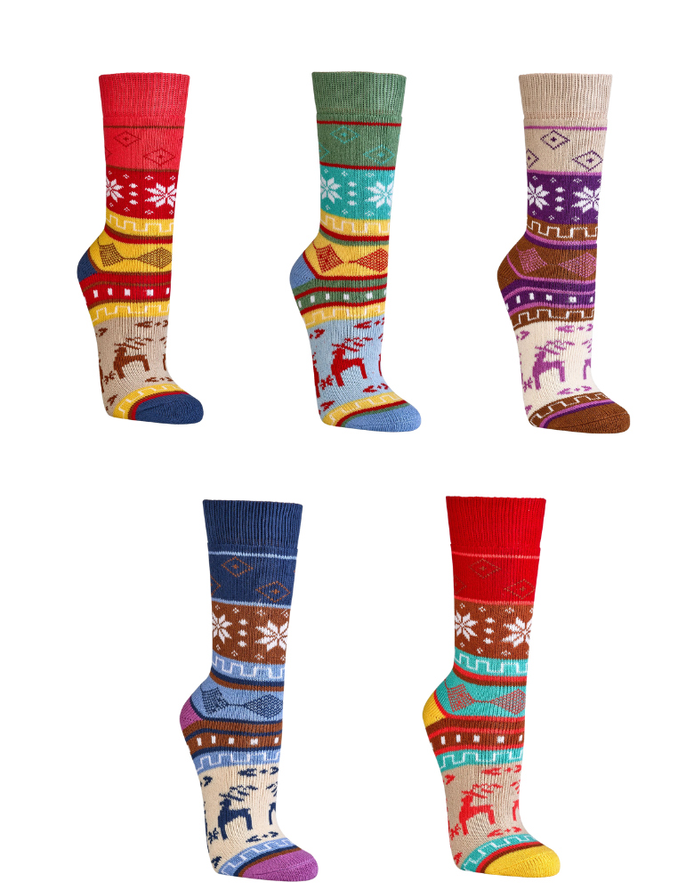 Chaussettes thermo mixtes en coton motifs " Scandinaves"
