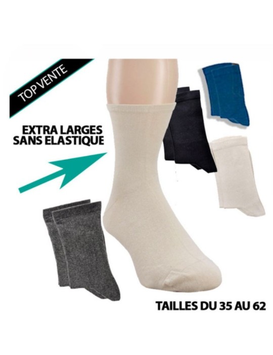 Chaussettes extra-larges adaptées aux diabétiques - Taille du 35 au 50 Chaussettes extra-larges adaptées aux diabétiques - Taille du 35 au 50