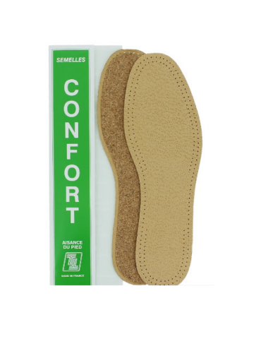 Semelle cuir sur liège