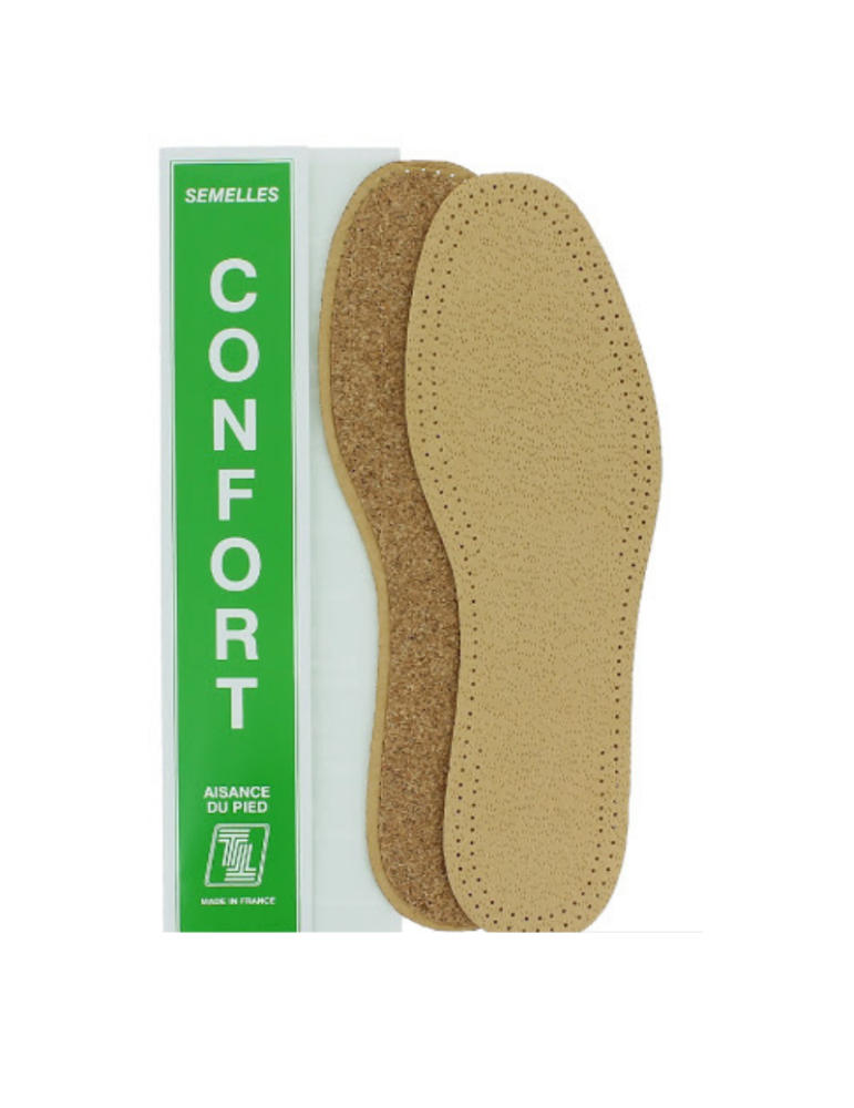 Semelle cuir sur liège