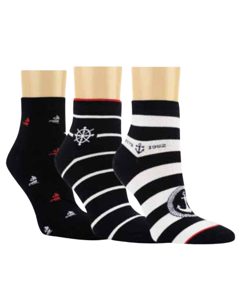 Socquettes en coton motifs marin - Lot de 3 paires Socquettes en coton motifs marin - Lot de 3 paires