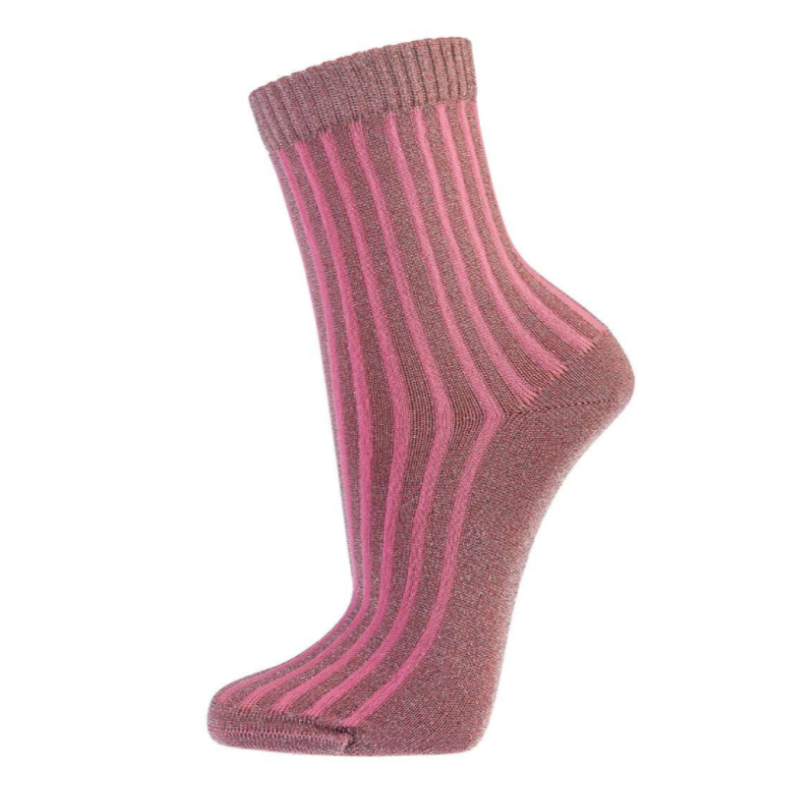 Lot de 7 paires de mi-chaussettes fille lurex - lot brique, Fille